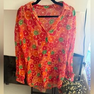Vibrant Citrus Print Women's Top